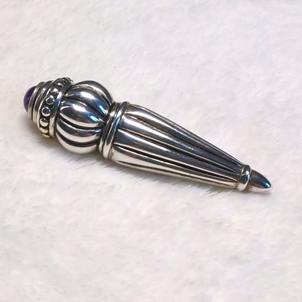 Vintage Pat Airess Sterling Silver Brooche with Amethyst Cabochon - Picture 12 of 12